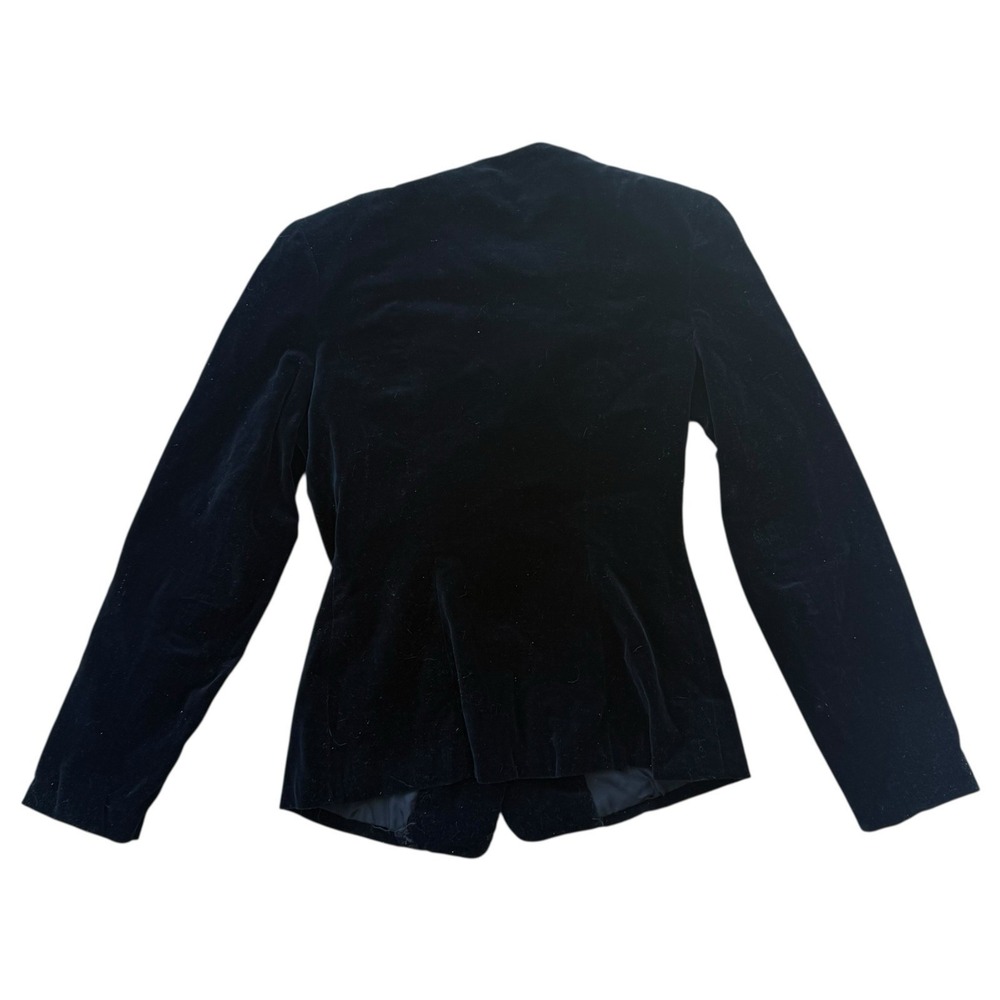 Vintage 1940s 1950s Black Velvet Jacket Real Fur Collar Button Front - Picture 4 of 9